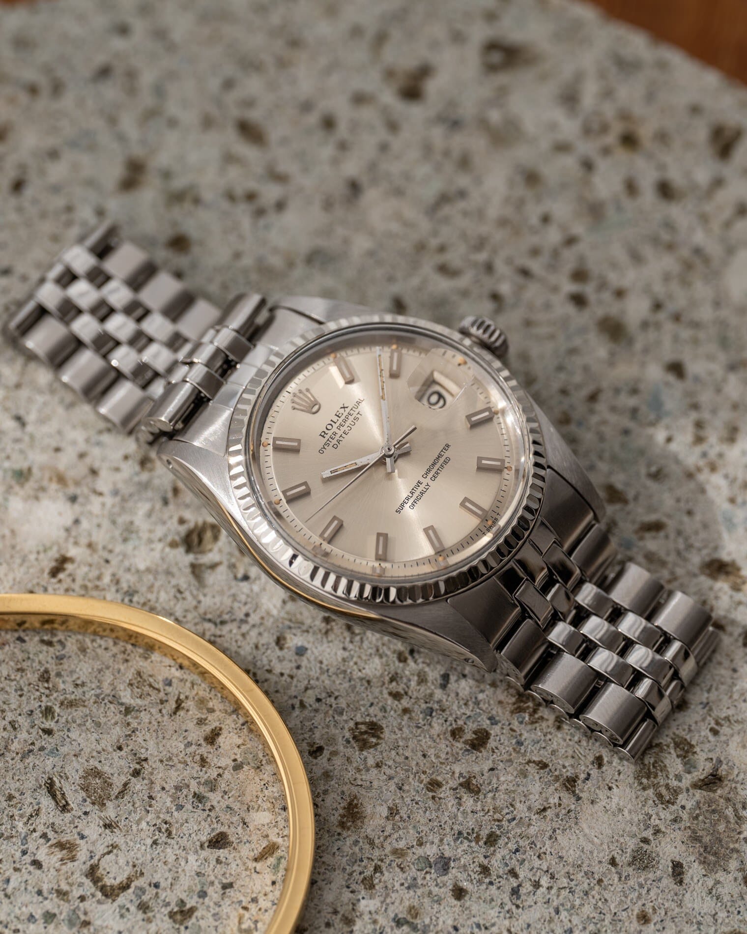 ロレックス デイトジャスト 1601 シルバー ブロックダイアル (Singer