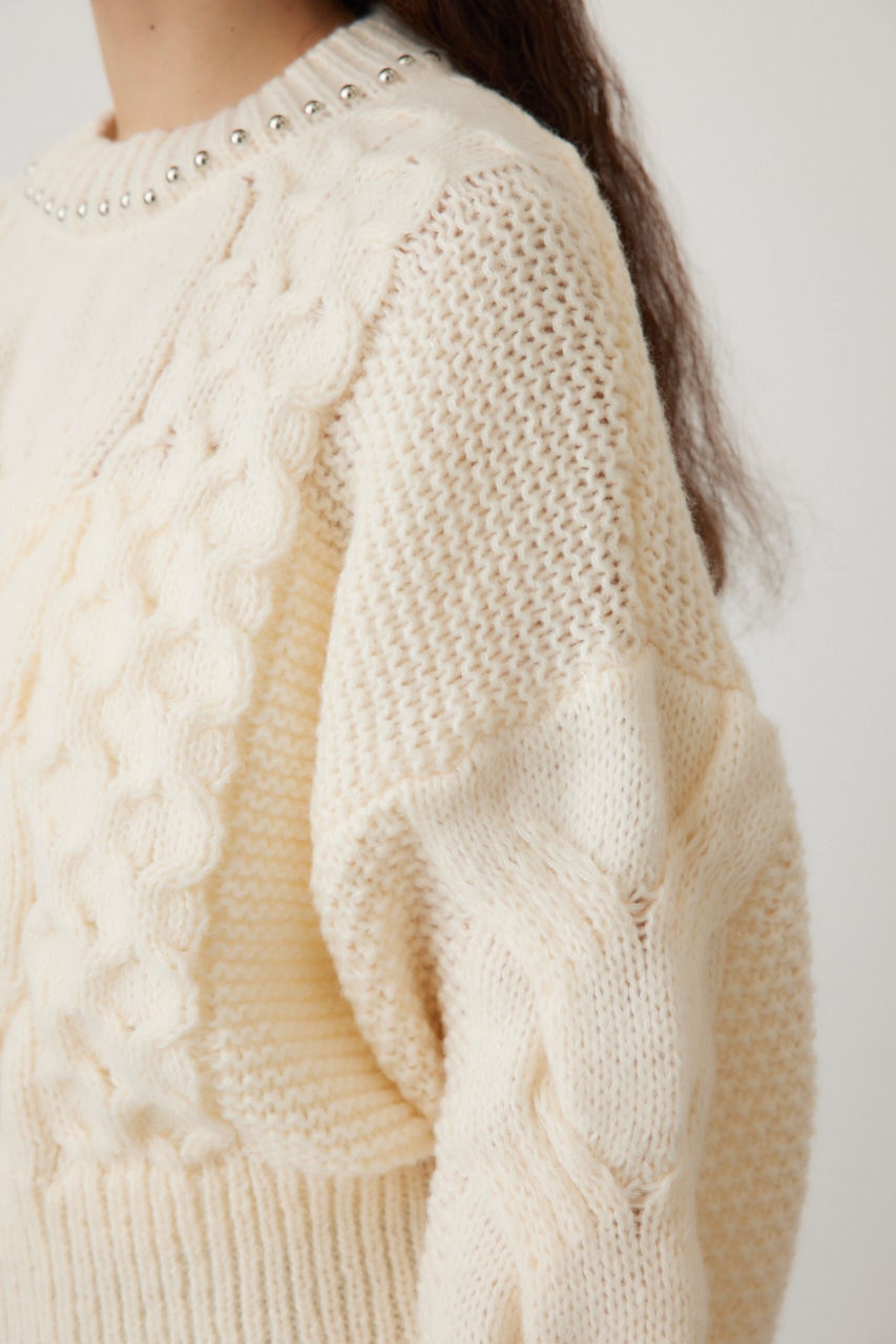 crie conforto】スタッズケーブルニット｜WOMEN｜254HAT70-078I｜AZUL