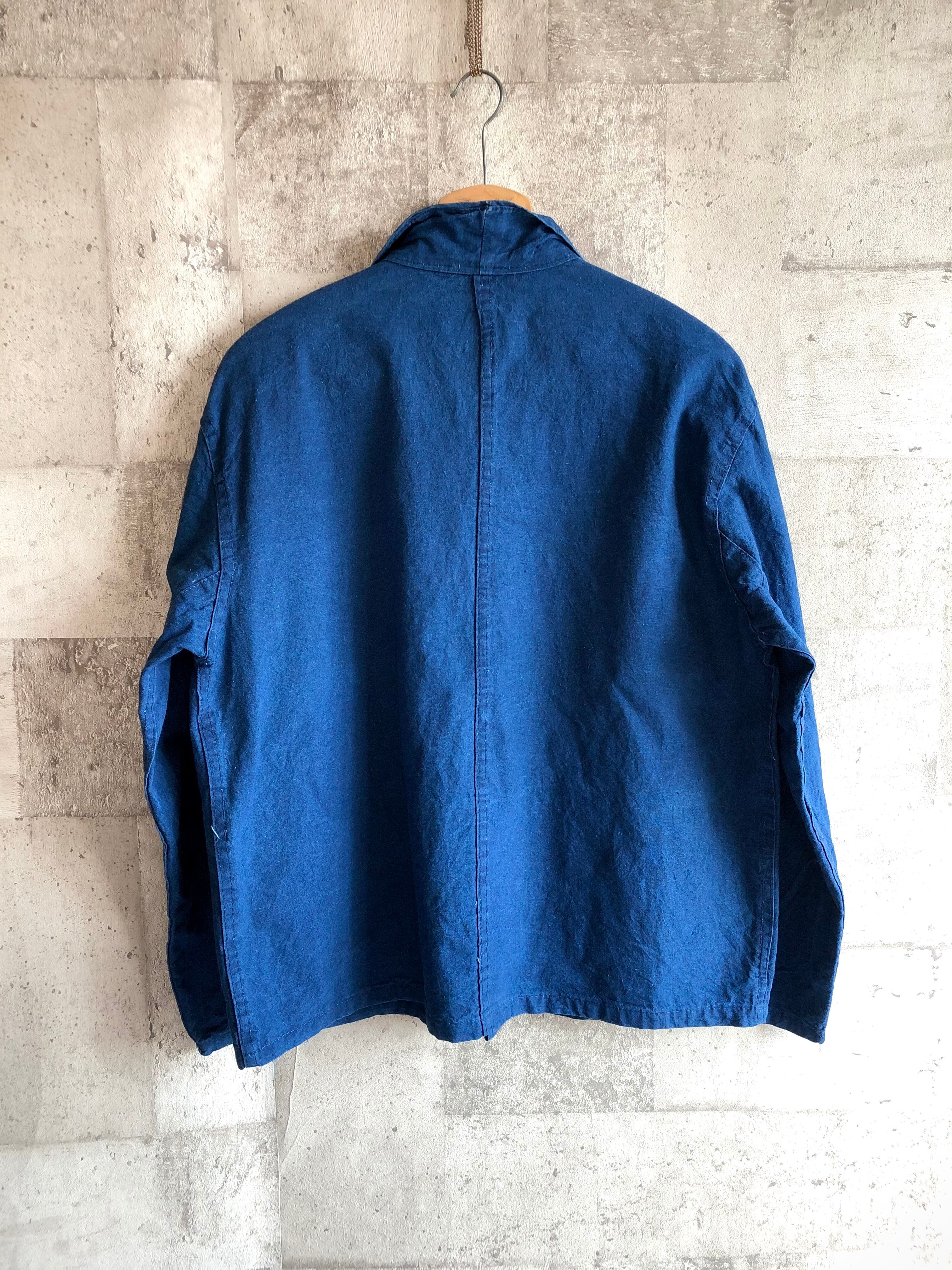 80s-90s VINTAGE FRENCH CHINA JACKET INDIGO-BLUE Shanghai OLD