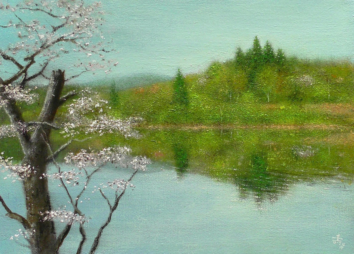 春沼 F4 油彩（額入） | 森壽男の絵画