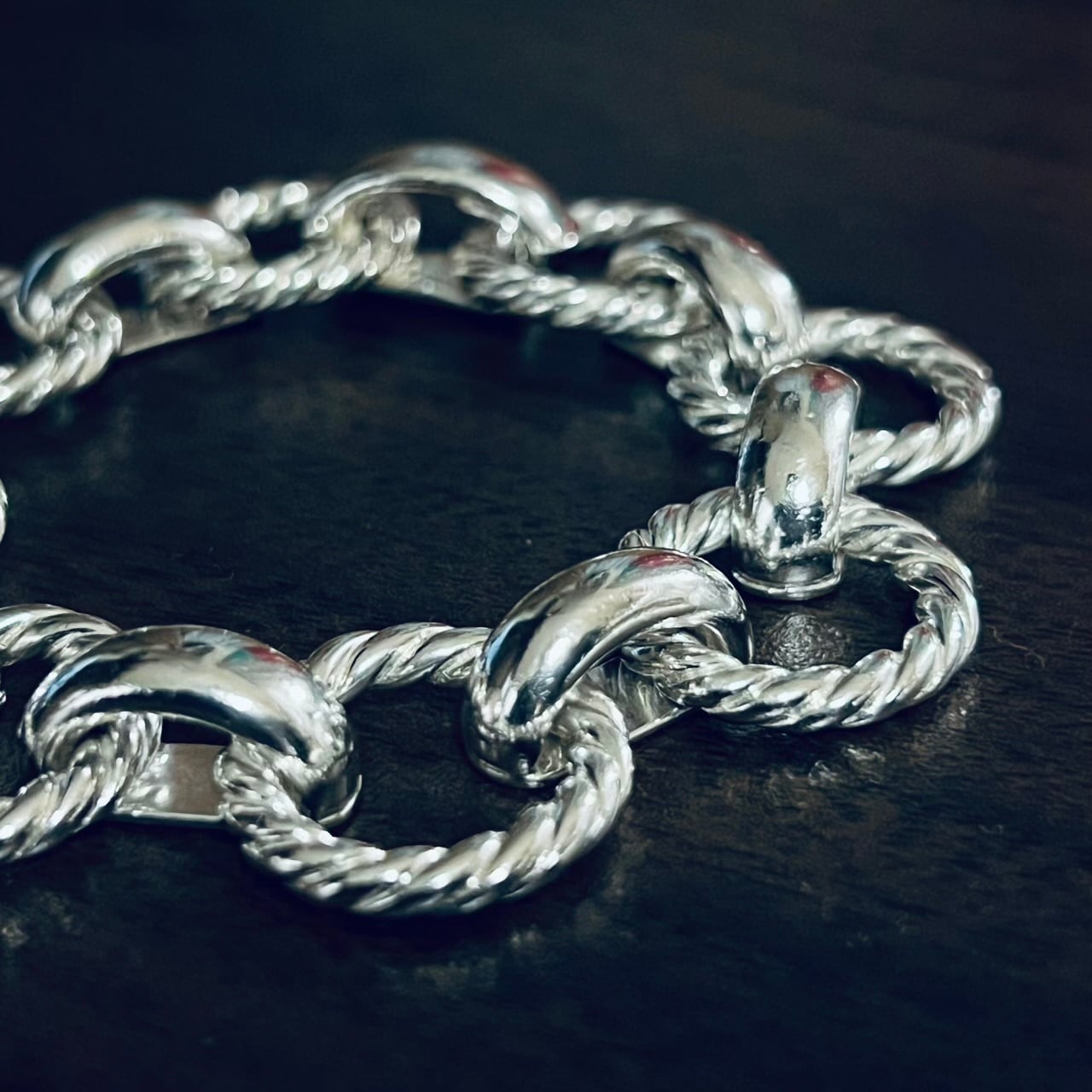 VINTAGE TIFFANY & CO. Twist Circle Link Bracelet Sterling Silver