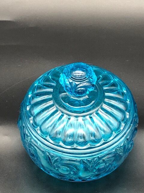 1800年代 欧州アンティーク 青被せ ダイヤ模様 ガラス瓶 キャンディ