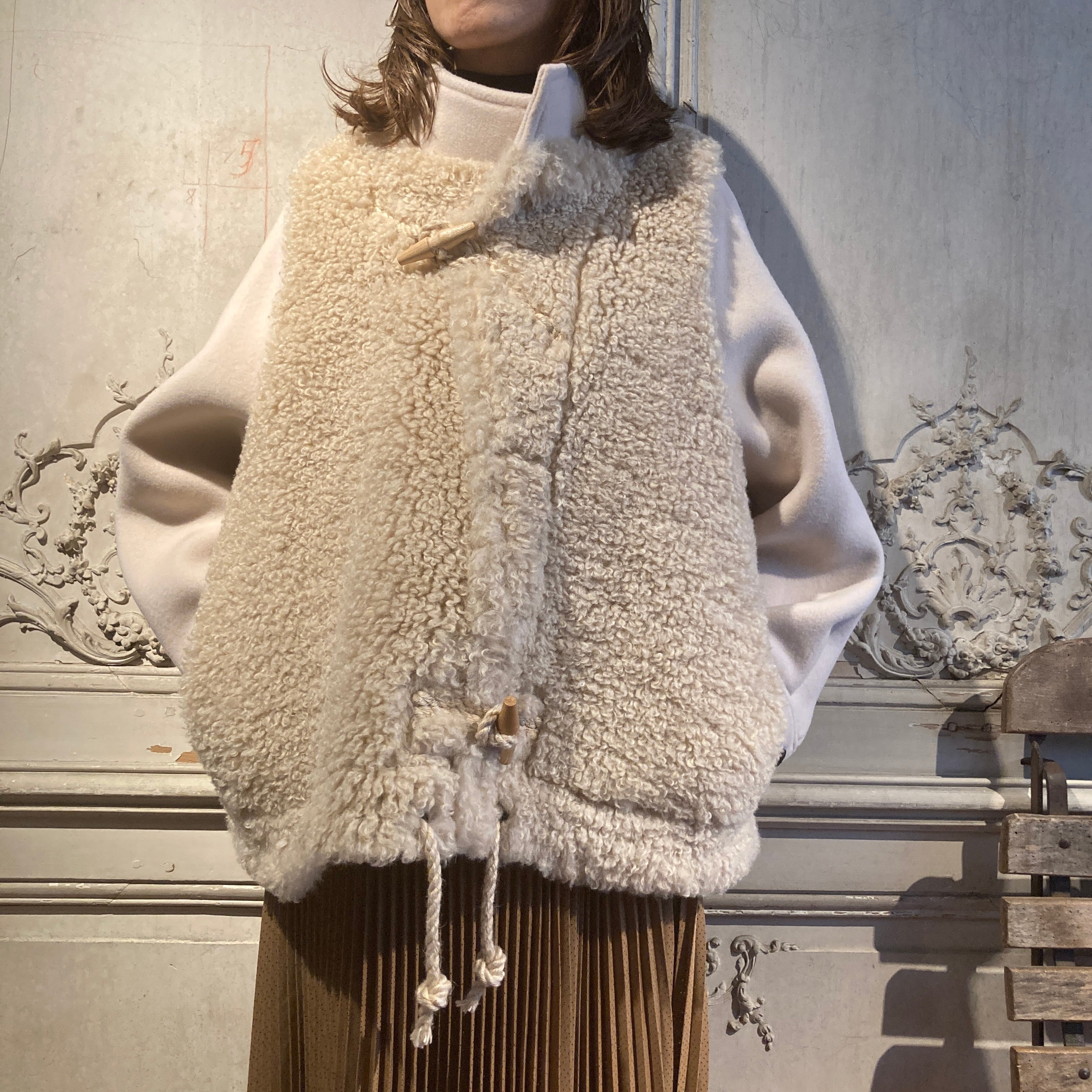 HYKE【ハイク】DOUBLE FACE FAUX SHEARLING DUFFEL JACKET (17549