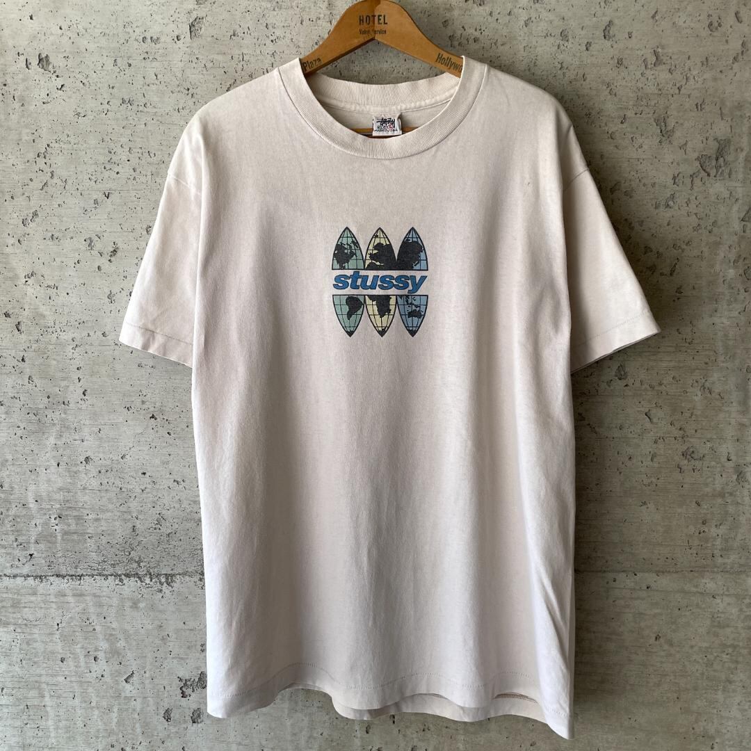 90s Tシャツ Stussy オールドステューシー USA製 地球儀 MAP