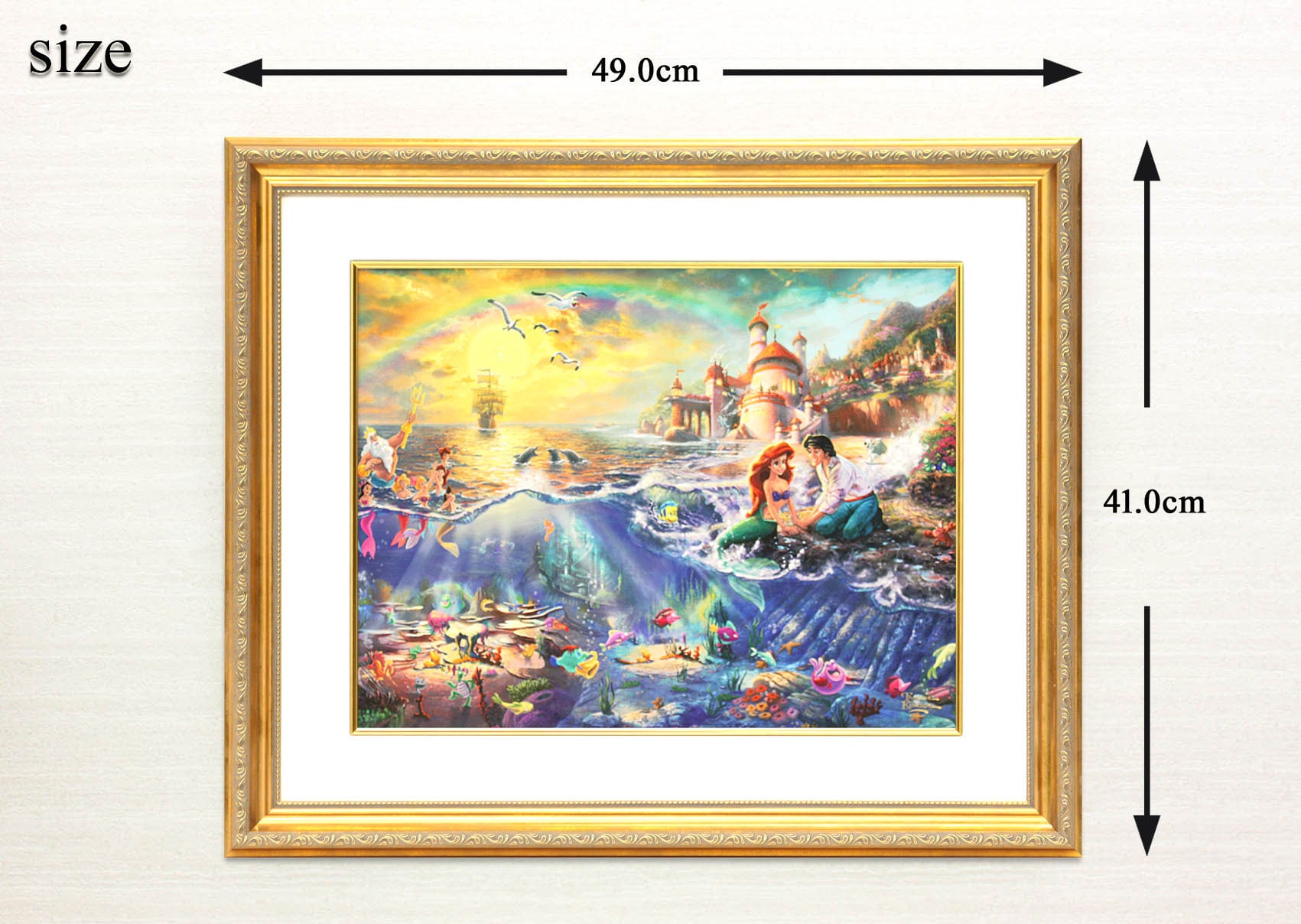 ディズニー絵画「リトル マーメイド」額縁2種選択可 作品証明書 展示用
