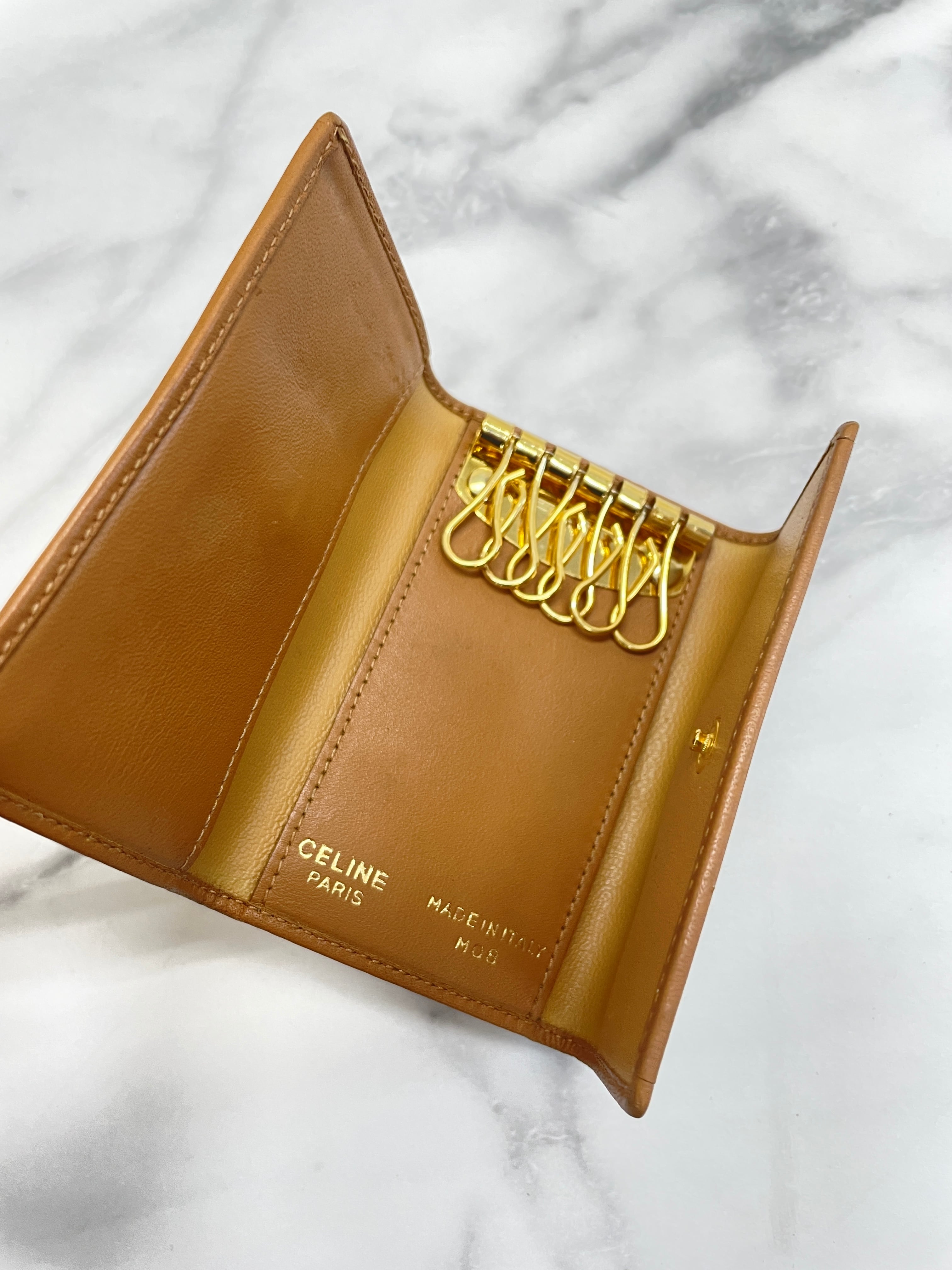 CELINE セリーヌ マカダム トリオンフ PVC×レザー 6連 キーケース