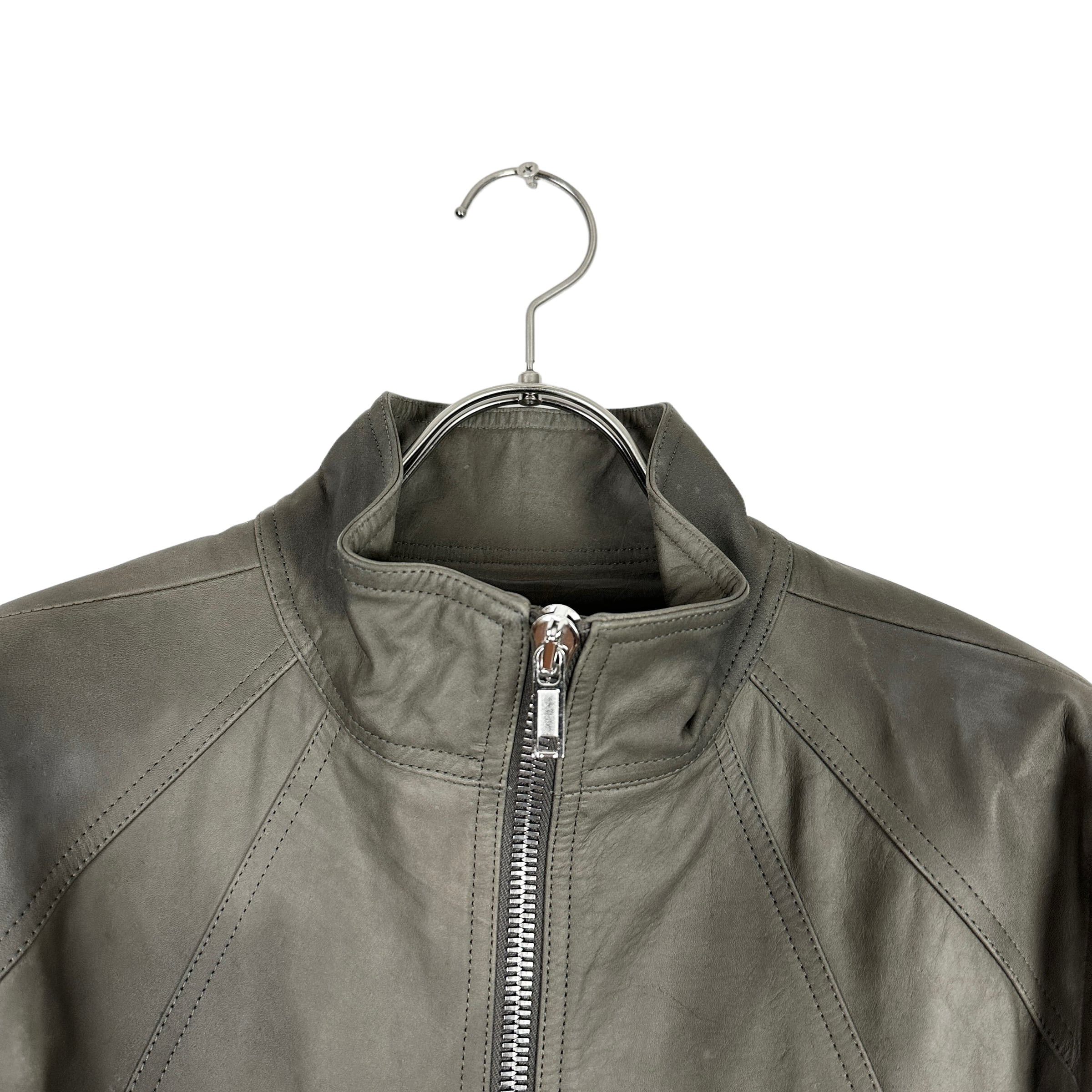 Rick Owens(リックオウエンス) intarsia leather jacket (gray