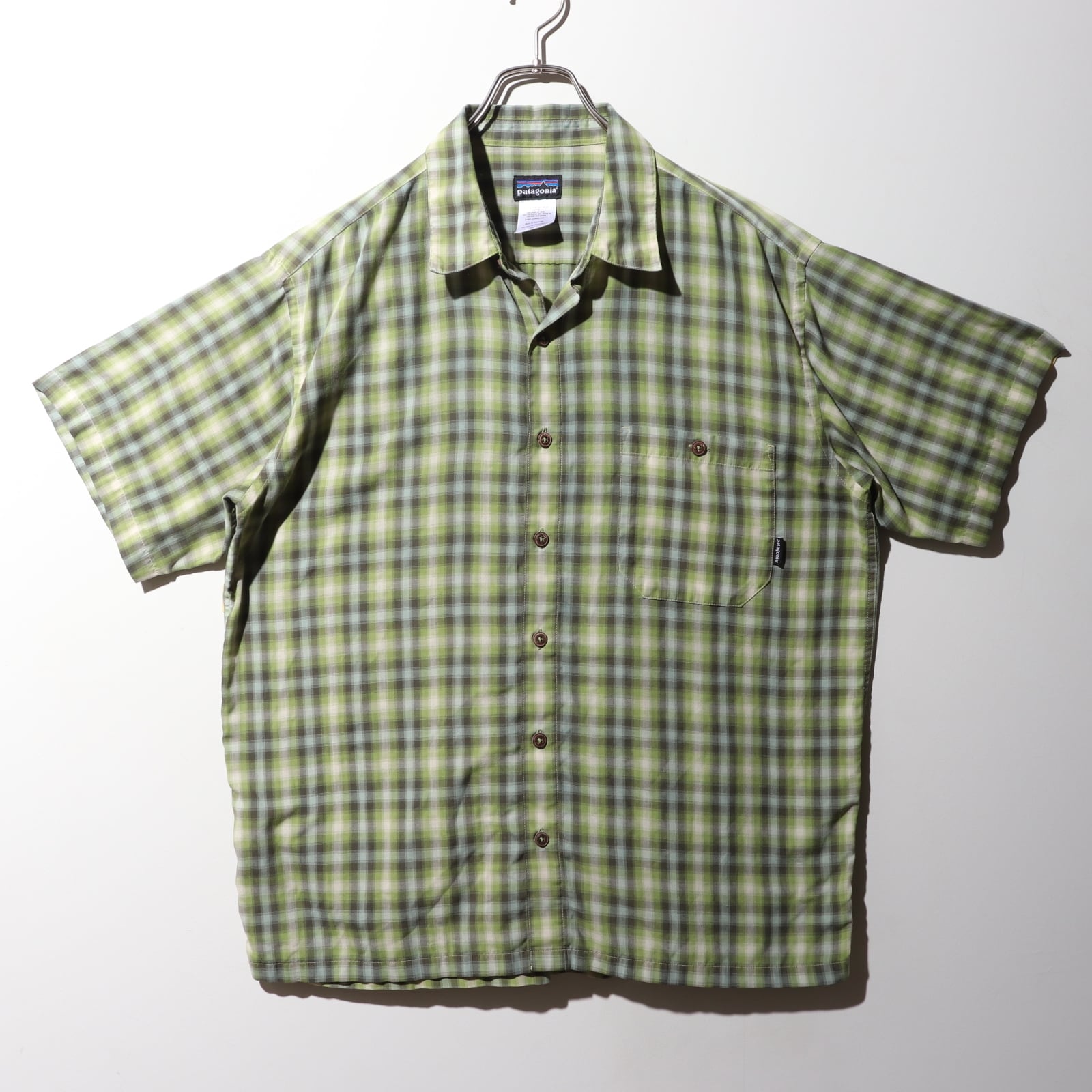 美品 M 05年 オンブレチェックシャツ Patagonia 緑 パタゴニア