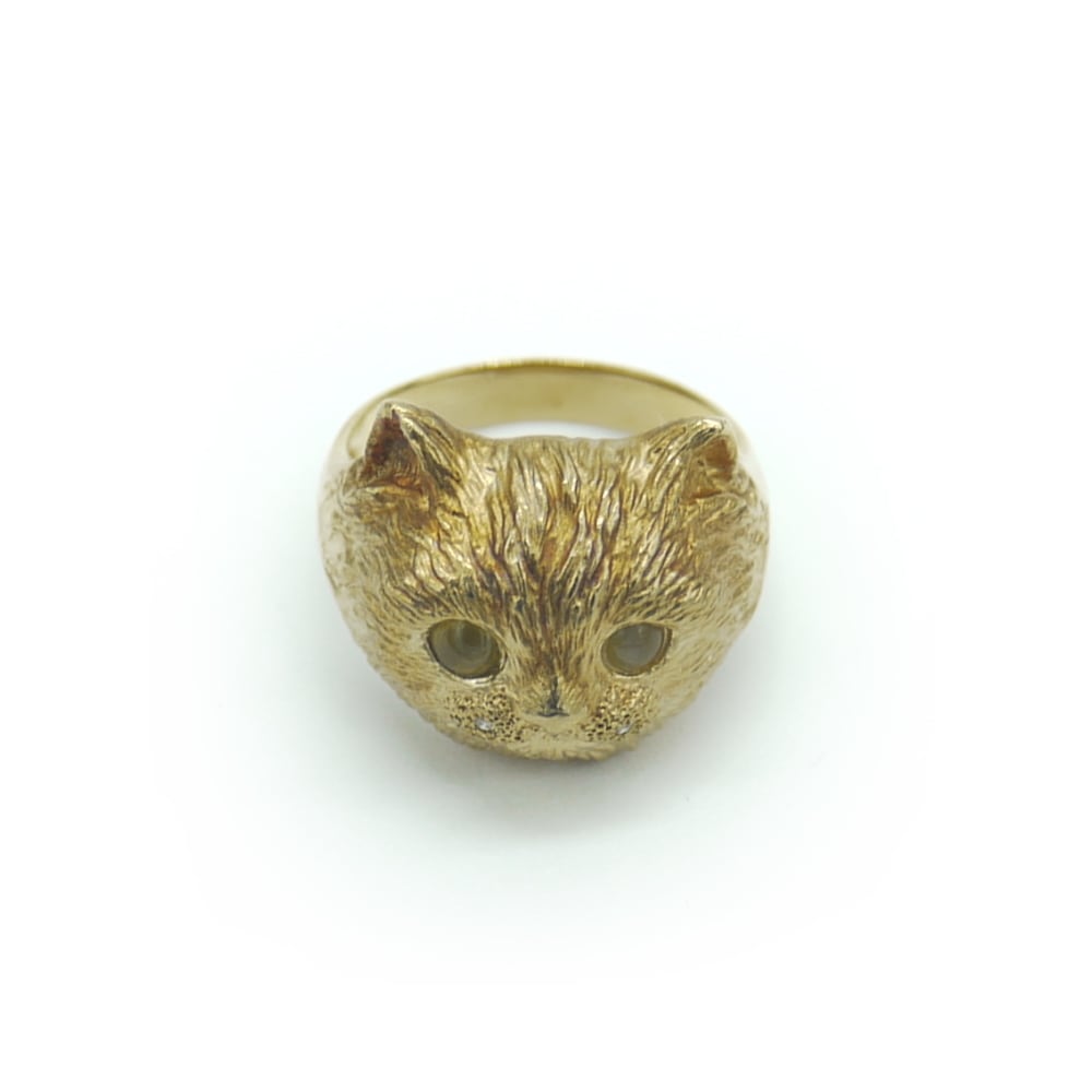 K18 キャッツアイ 猫 デザインリング 18金 指輪 12号 Y02503 | 大和屋