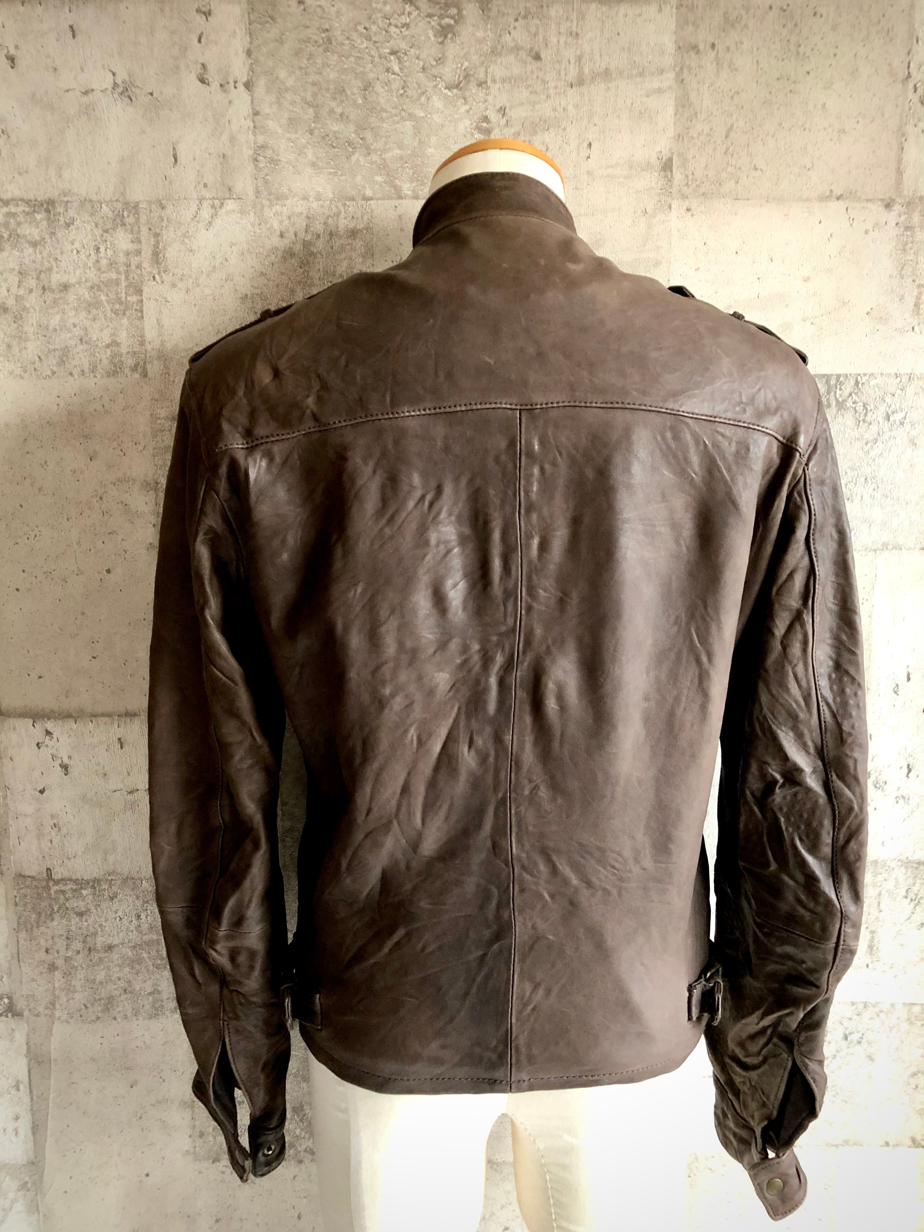 最高級 イタリア製 LOT78 LAMB LEATHER RIDERS JACKET ロット78 本革