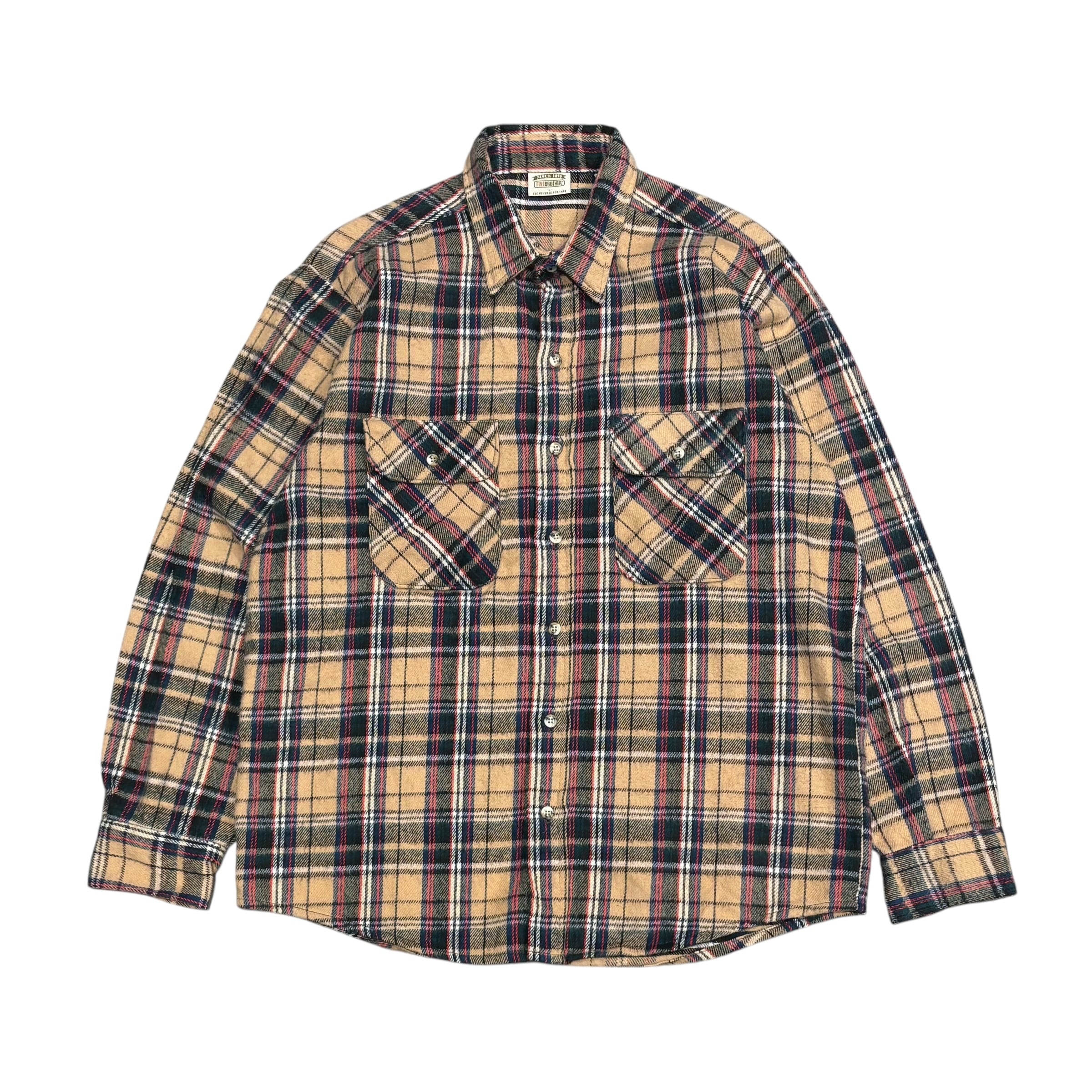 90's USA製 FIVE BROTHER Heavy Flannel Shirt L / ファイブブラザー