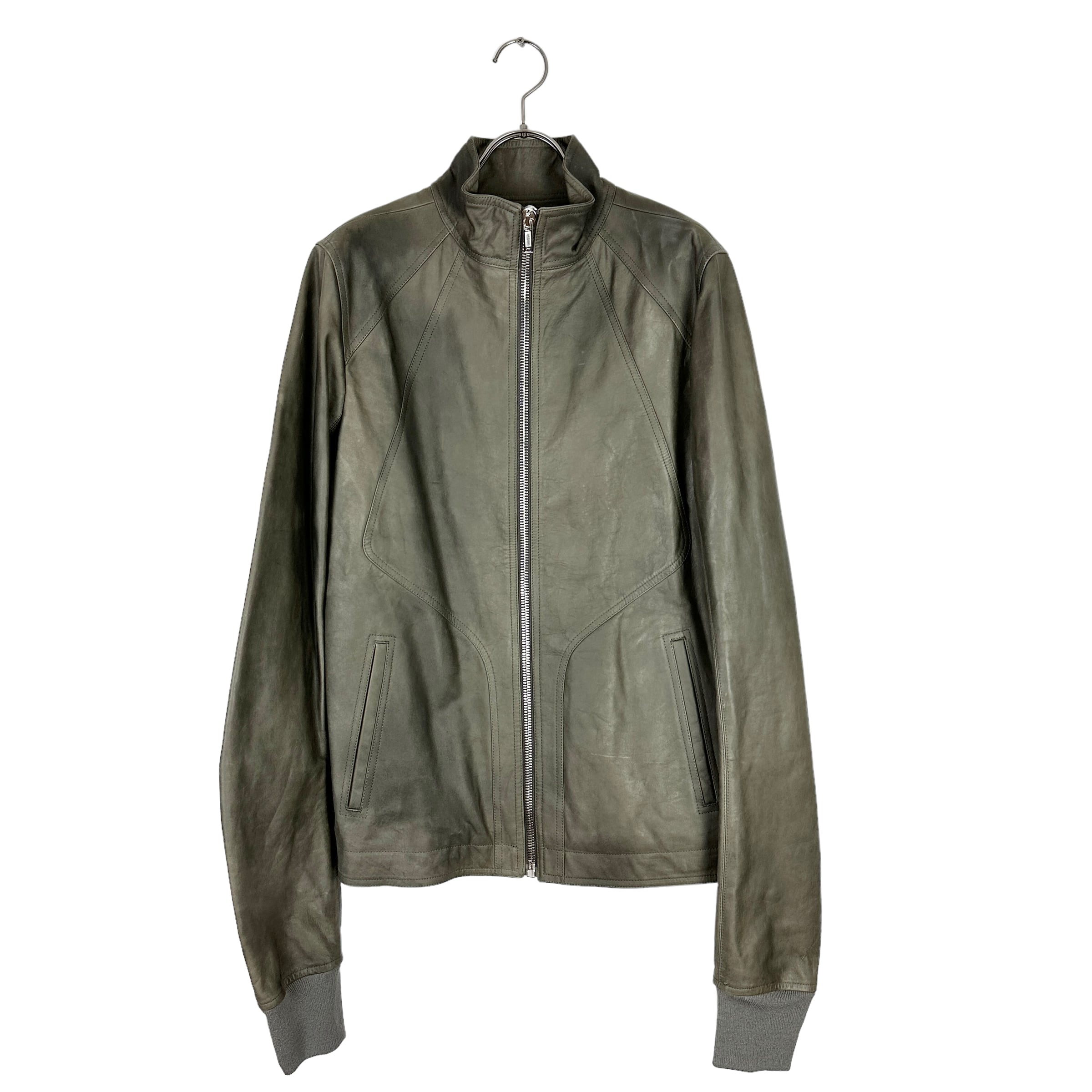 Rick Owens(リックオウエンス) intarsia leather jacket (gray