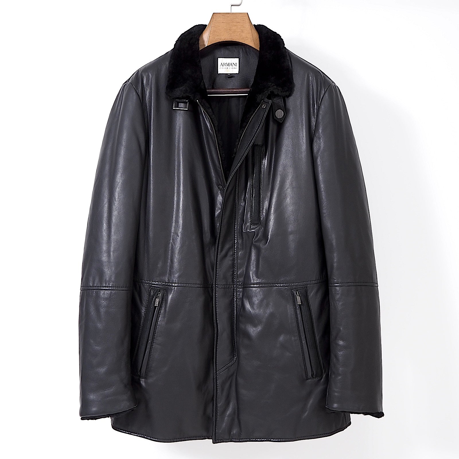 アルマーニコレツォーニ ARMANI COLLEZIONI 中綿入り ファー レザー