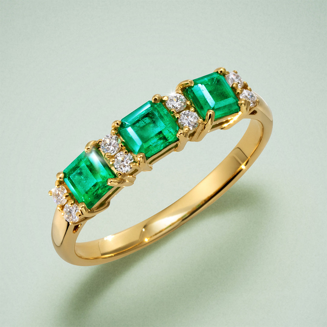 エメラルド(コロンビア産) K18/PTリング・シャルエ