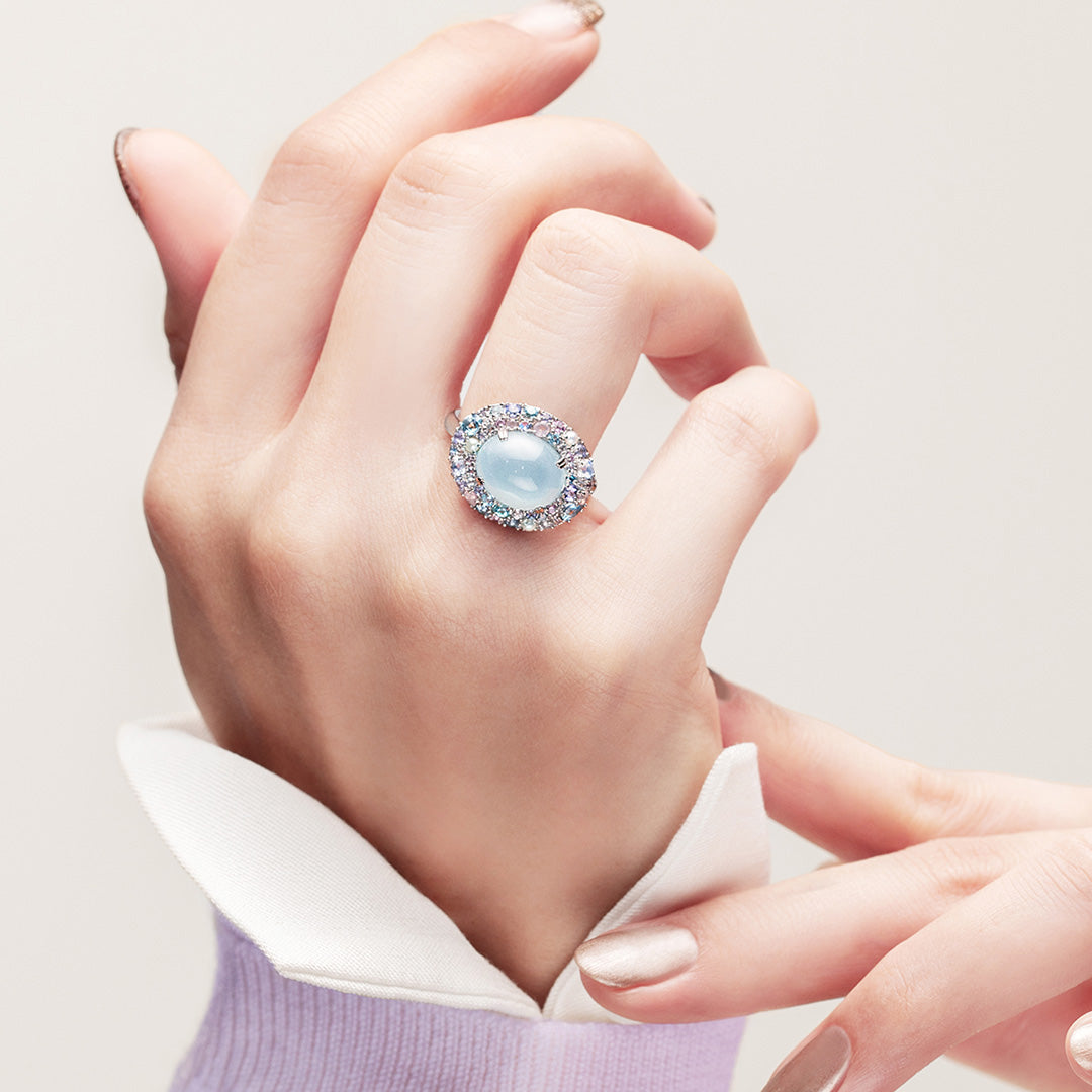 店舗限定】ミルキーアクアマリン プラチナ900リング・スノールナブーケ