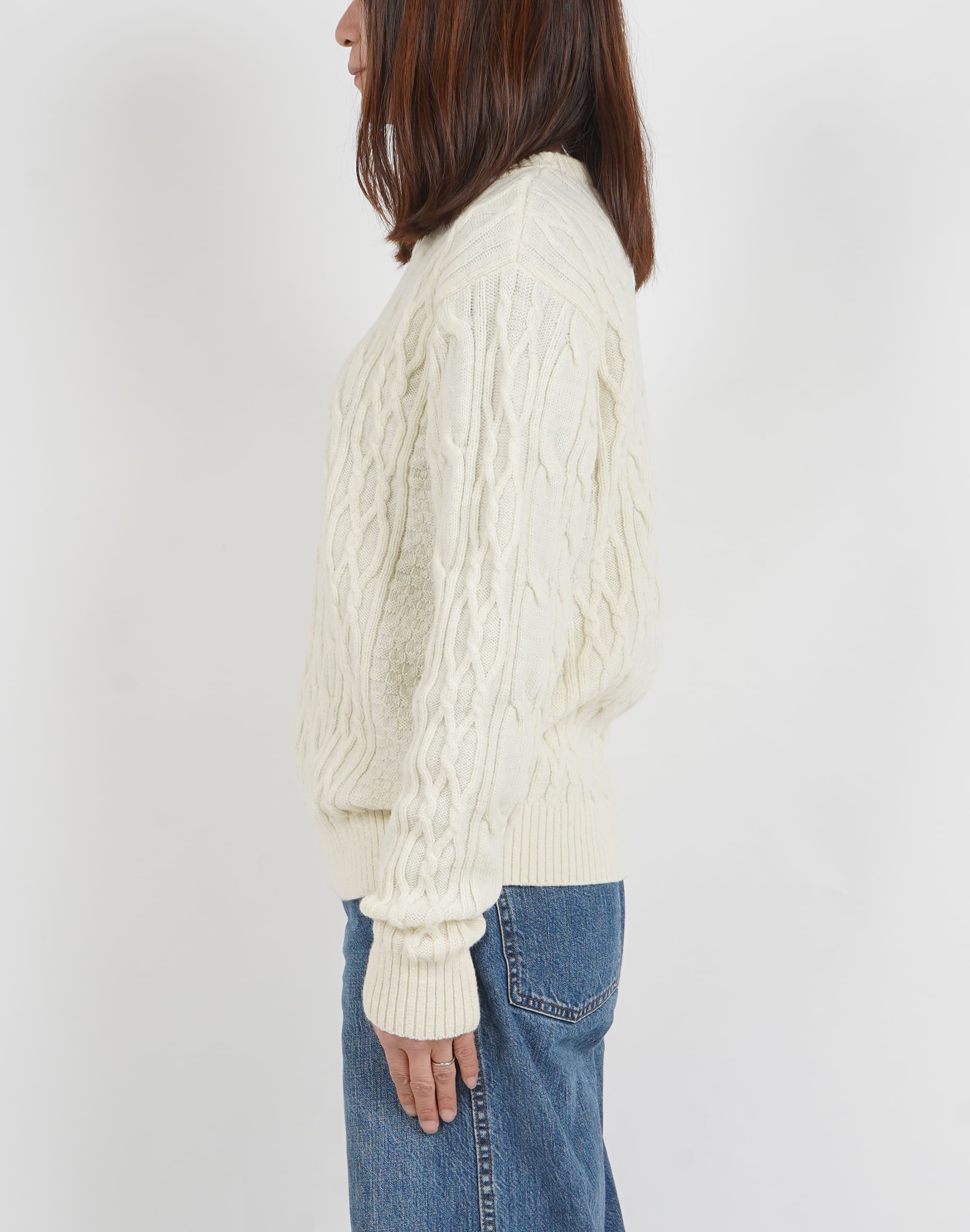 ミドルゲージケーブルセーター satosenistandard 日本製 佐藤繊維