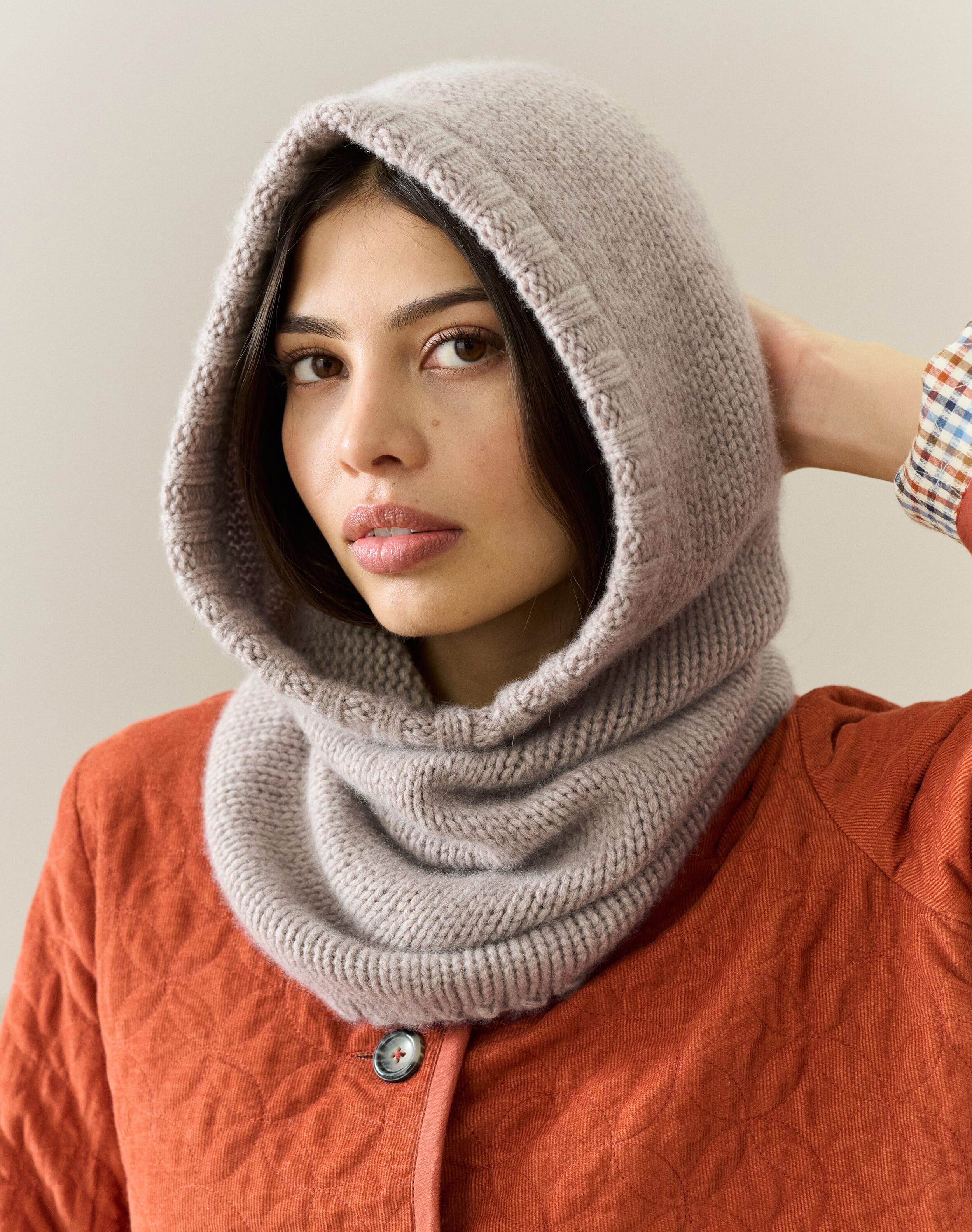 Cashmere Luxe Hooded Snood in Ash | Accessories | Brora Fashion