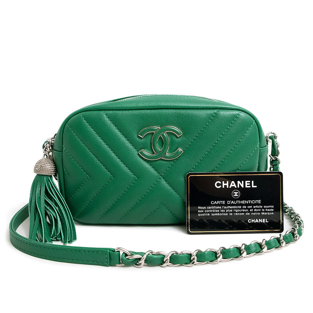 未使用 展示品】シャネル CHANEL シェブロン Vステッチ フリンジ