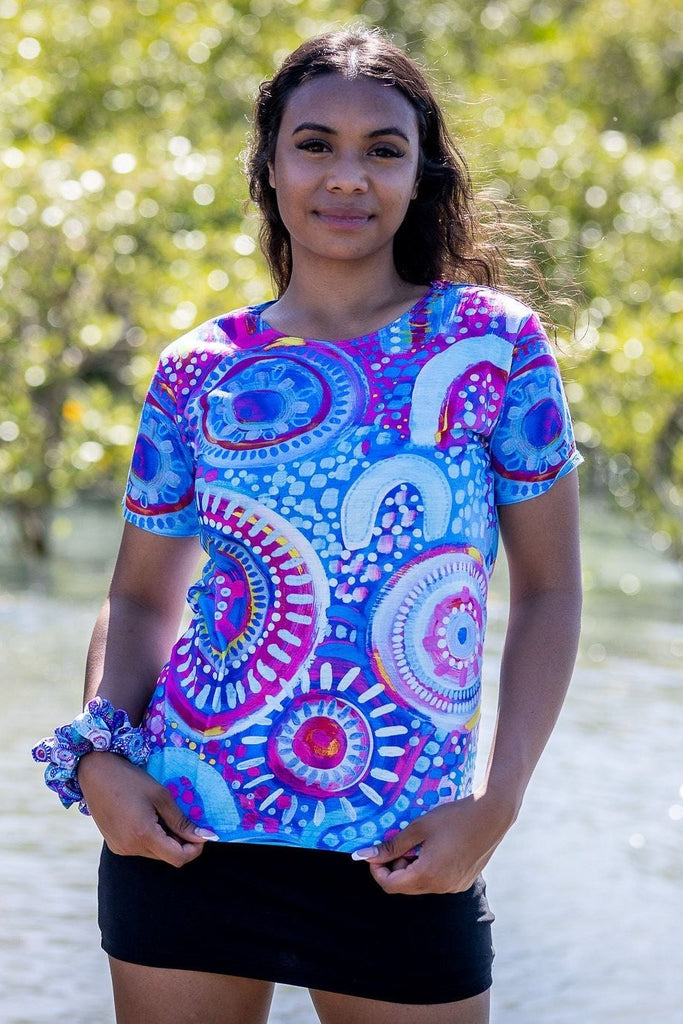 AMERI Ameri BODY LINE ABORIGINE ART KNIT TOP BODY LINE ABORIGINE