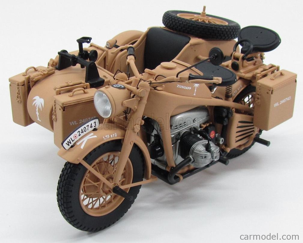 SCHUCO 06614 Scale 1/10 | ZUNDAPP KS750 SIDECAR AFRICA KORPS 1941