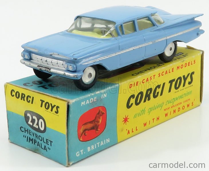 CORGI 220 Scale 1/43 | CHEVROLET IMPALA - YELLOW INTERIOR LIGHT BLUE