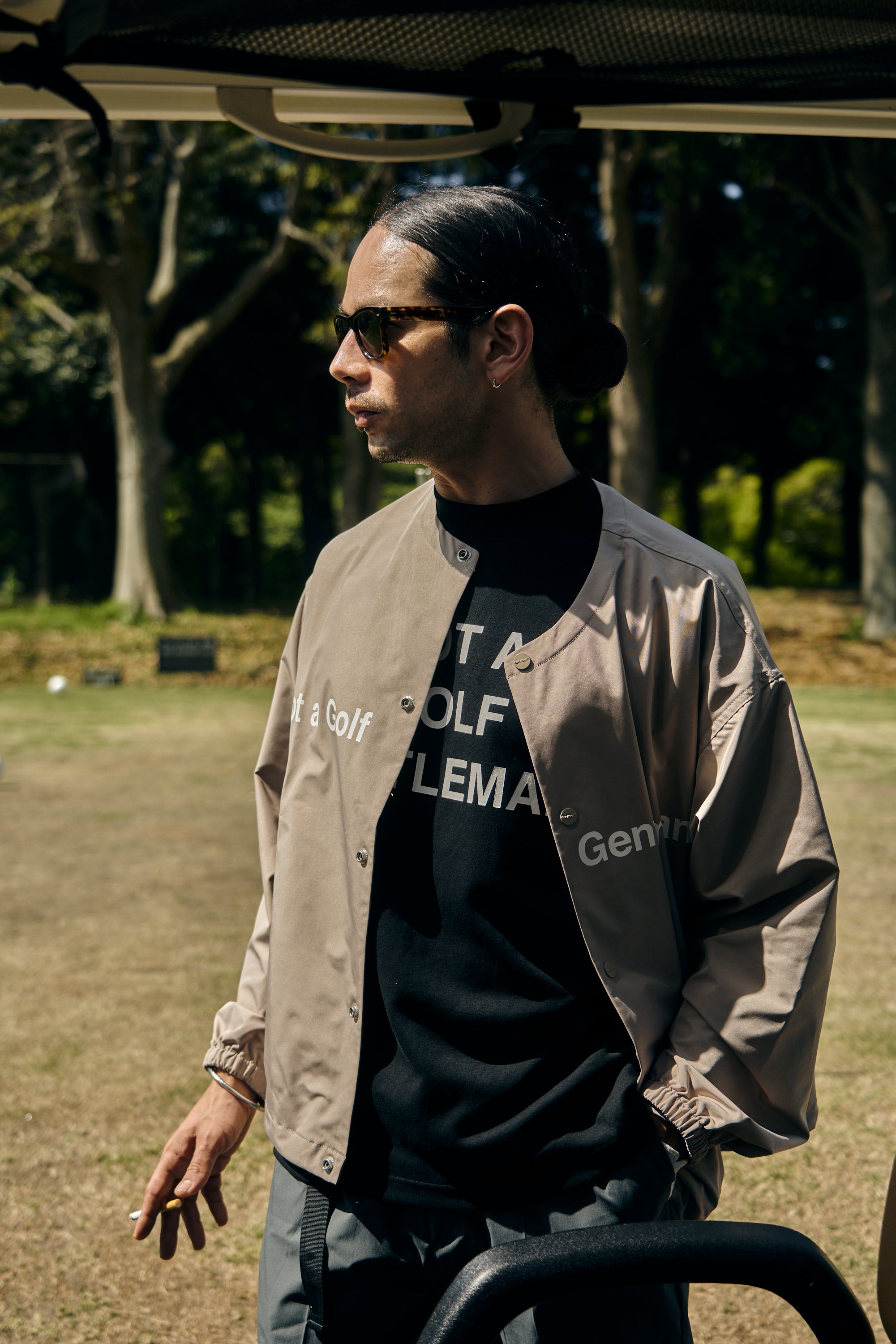 Cph/Golf™ LOGO NO COLLAR JACKET BEIGE – Cph/Golf™︎