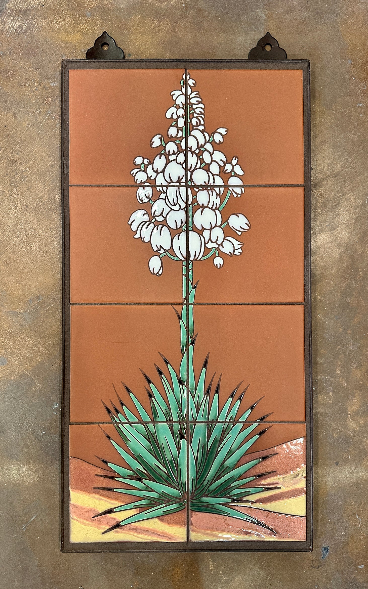 Yucca on Terra Cotta, Red, or Emerald, 12x24 Tile Mural - Arizona
