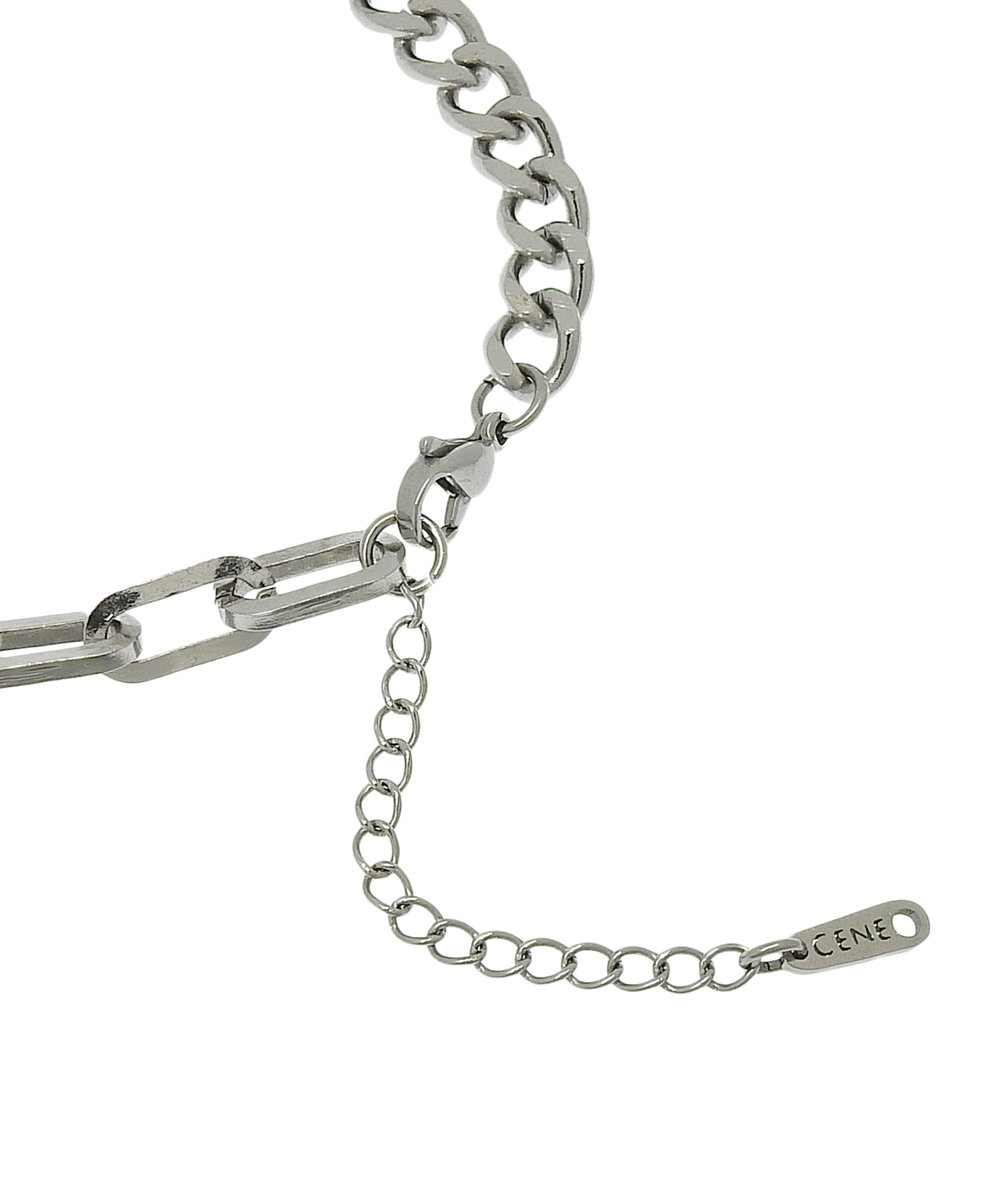 シルバー]アシンメトリーチェーンネックレス