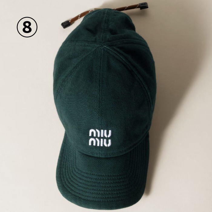 MIU MIU ミュウミュウ○刺繍&メタルロゴ入りコード付キャップ帽