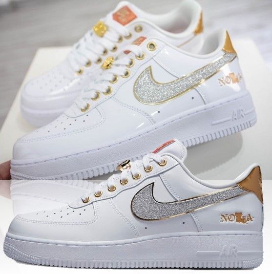 Nike Air Force 1 Low シルバーグリッター スウッシュ関税送料込 (Nike