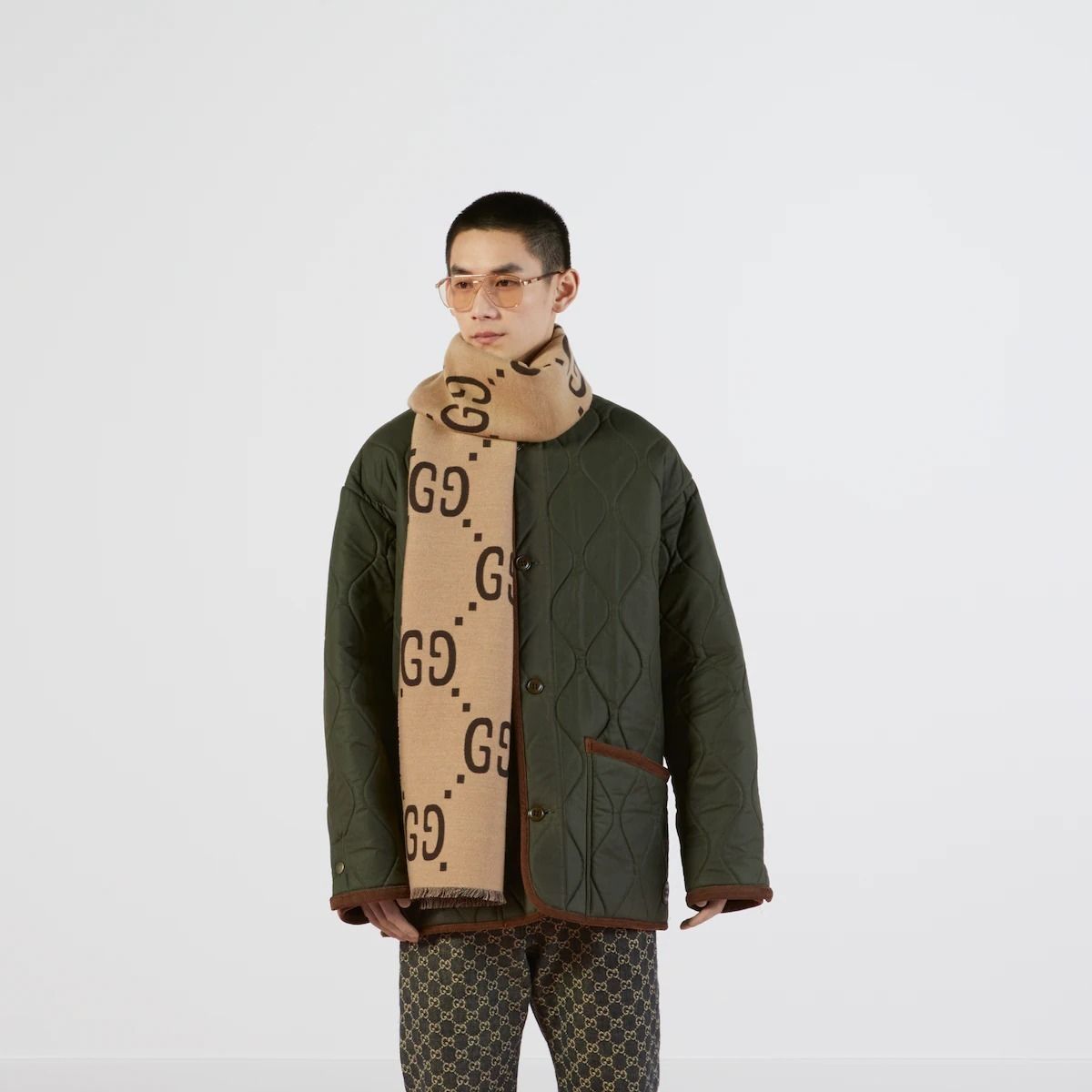 国内即発*GUCCI*グッチ*GGジャカード ウールシルク スカーフ (GUCCI