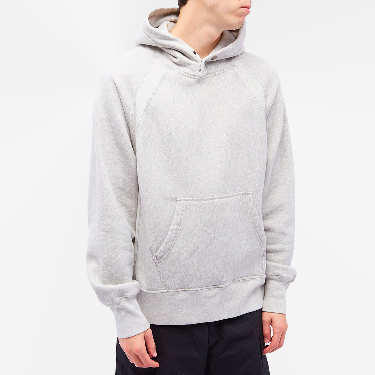 Engineered Garments Men's Raglan Hoodie in Heather Grey Engineered