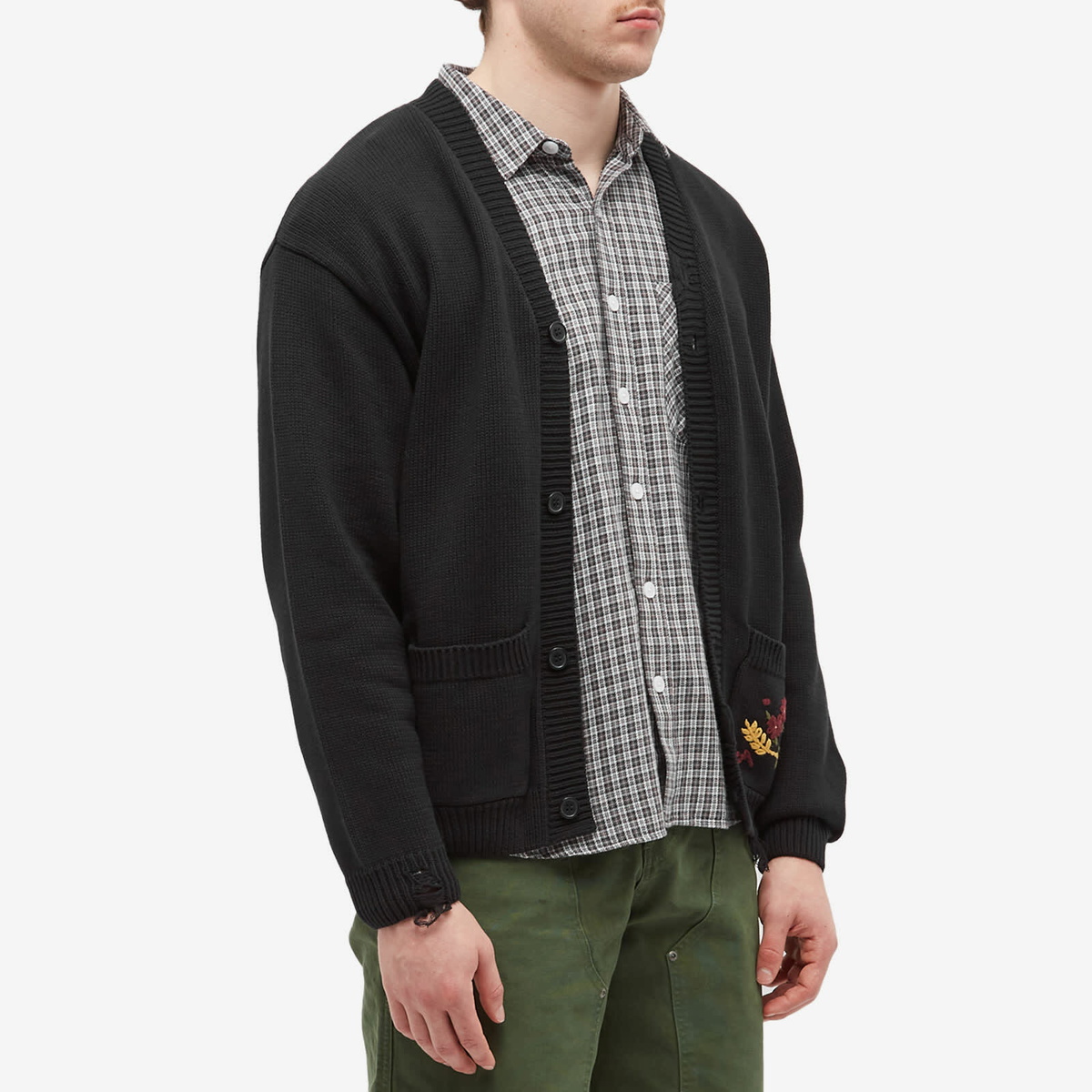 Fucking Awesome Men's Distressed Cardigan in Black Fucking Awesome