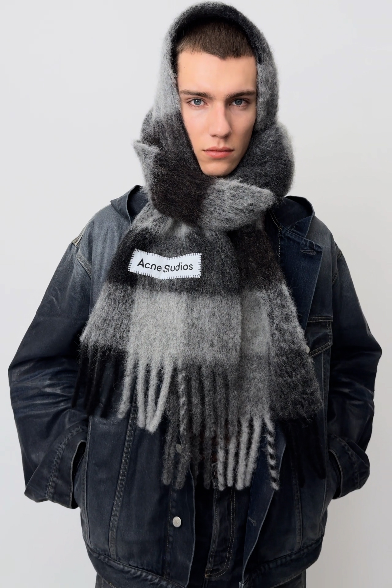 Acne Studios - Mohair checked scarf - Dark Black/Grey/Dark Grey