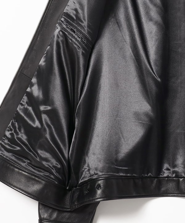 BEAMS（ビームス）レザー ジップブルゾン【ワイドフィット】（ブルゾン