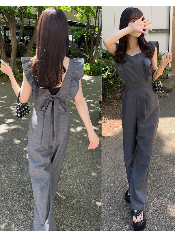 バックリボンショルダーフリルオールインワン[dk1188] | レディース