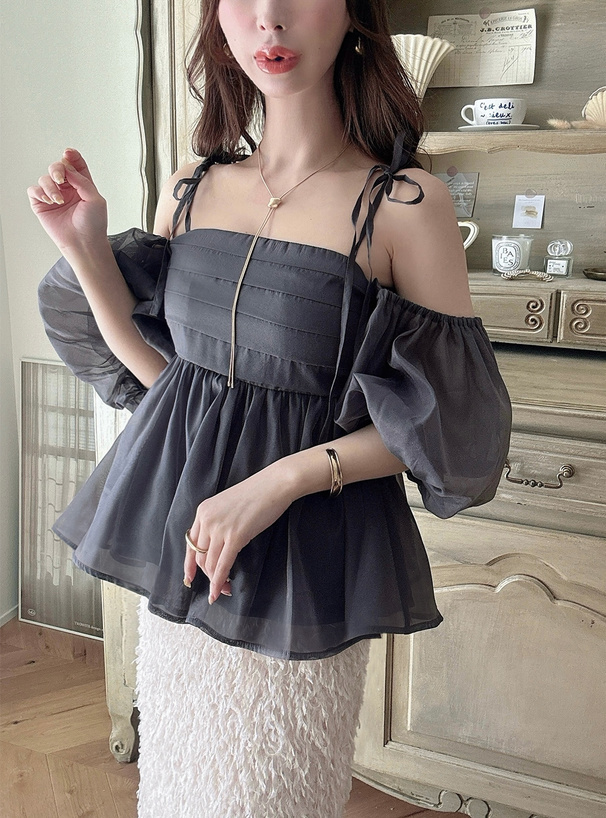 袖2Wayシアータックペプラムビスチェ[ta123] | レディースファッション