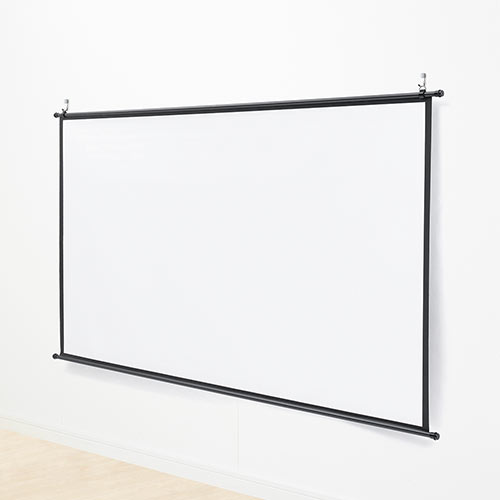 100インチ 壁掛けスクリーン／16:9／穴あけ不要で賃貸でも設置簡単