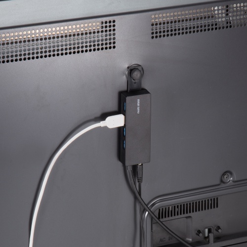 HDD接続対応 USB3.2 Gen1 4ポートハブ（テレビ裏固定可能・録画用HDD