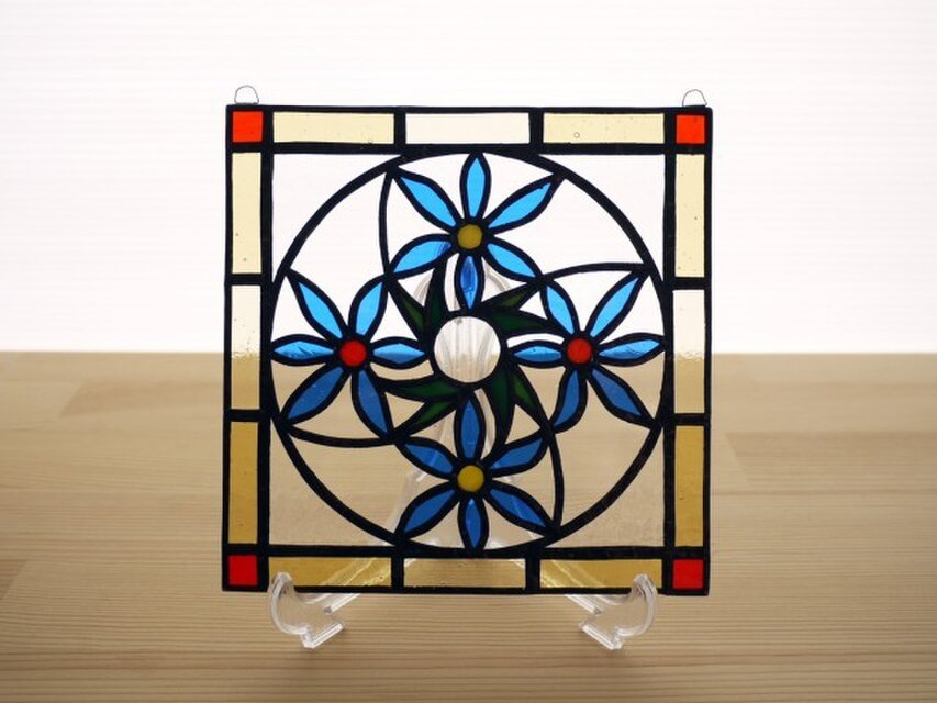 ステンドグラス ミニパネル 花模様 15cm | iichi 日々の暮らしを