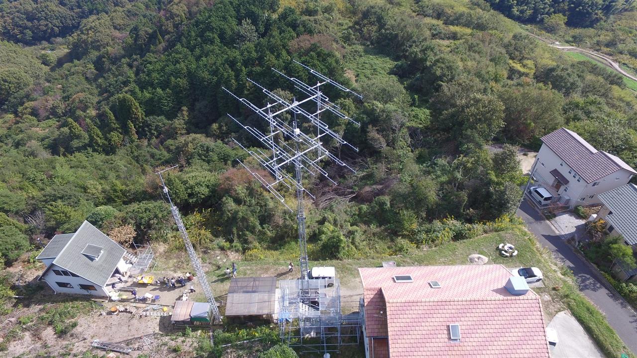 西日本最大級430MHz27エレ4列4段空撮 &BBQ｜MONSTERの移動運用記の