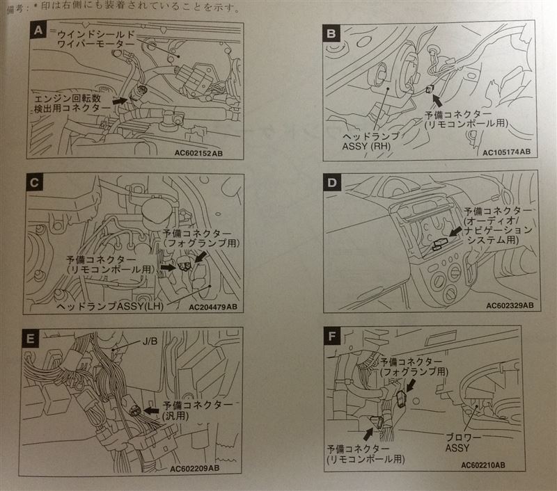 電気配線図集 No.2 (予備コネクター等の場所)（三菱 eKワゴン・H82W