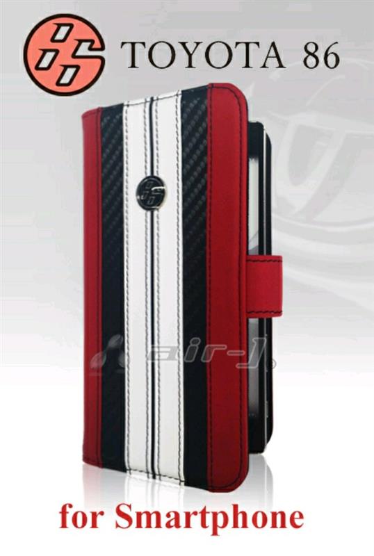 エアージェイ トヨタ86 公式 スマホ用 本革&カーボン調 マルチ手帳型