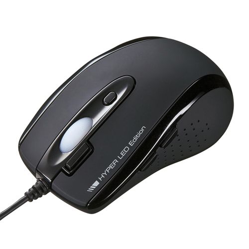 MA-125HBK【有線ハイパーLEDマウス（ブラック）】1クリックでフォルダ