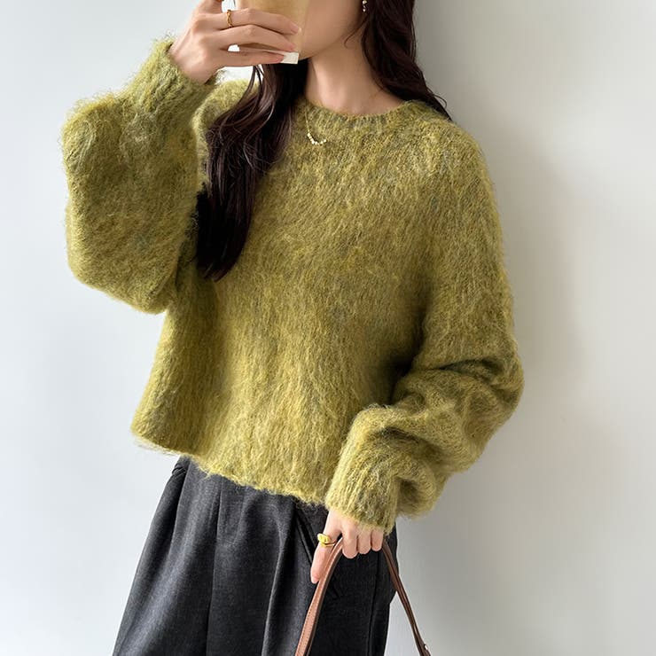 モヘアタッチ ミックスカラーニット ショートニット[品番：COCW0006146