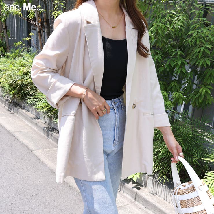 リネンブレンド ダブル ジャケット[品番：AZ000004095]｜andme