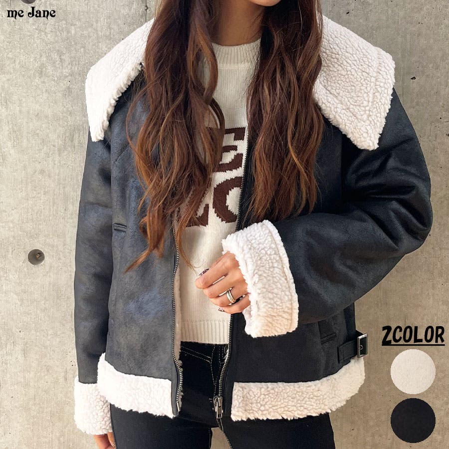 フェイクムートンビッグカラージャケット[品番：MJNW0002466]｜me Jane