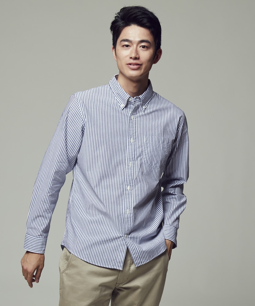 ストライプボタンダウンシャツ メンズ(S ネイビー): トップス｜Right