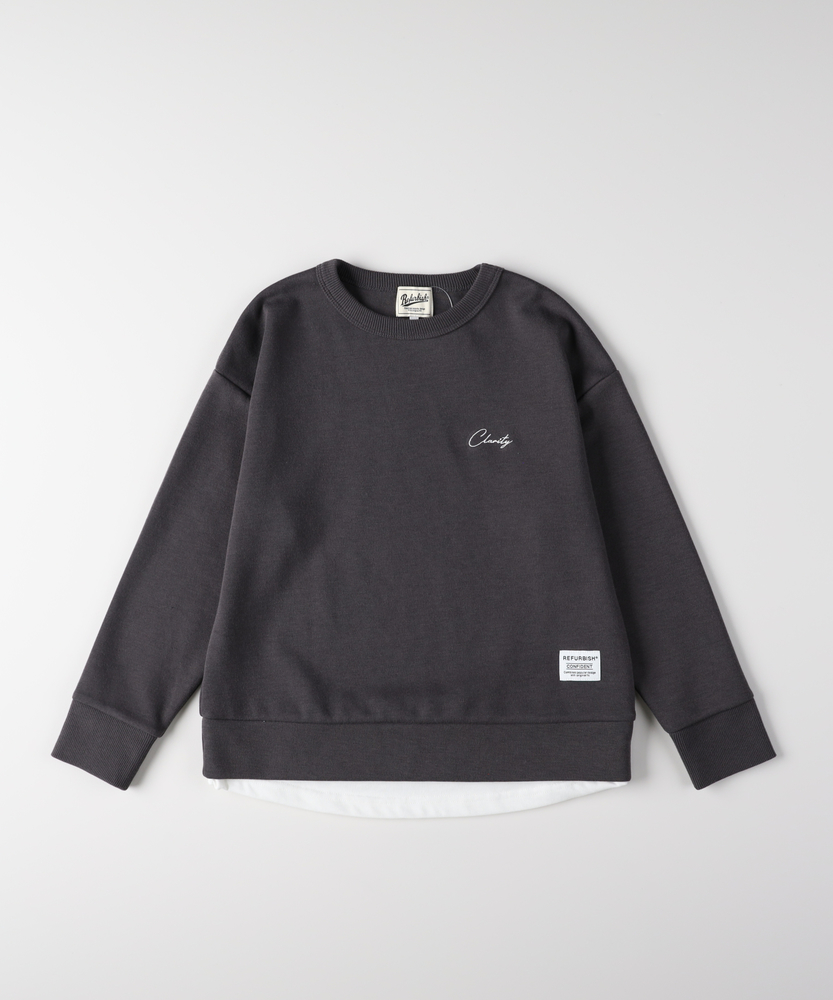 フェイクレイヤードスウェットプルオーバー(130 グリーン): トップス