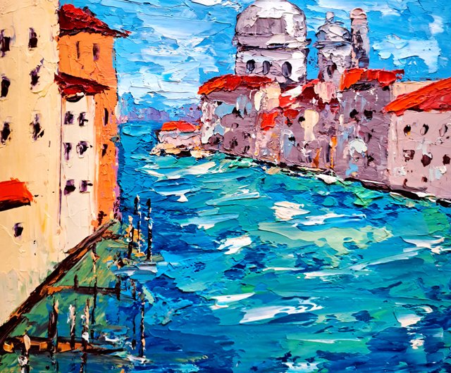 送料無料】タイ ヴェネツィア絵画イタリアオリジナルアート都市景観